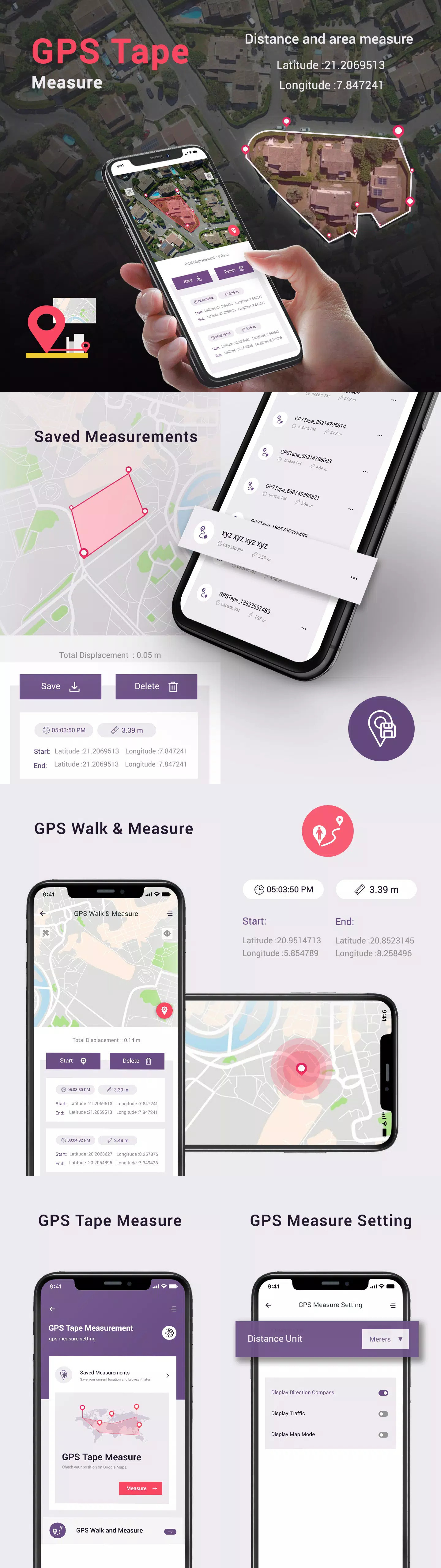 GPS Tape Measurement - GPS Distance Measurement - GPS Fields Area Measure