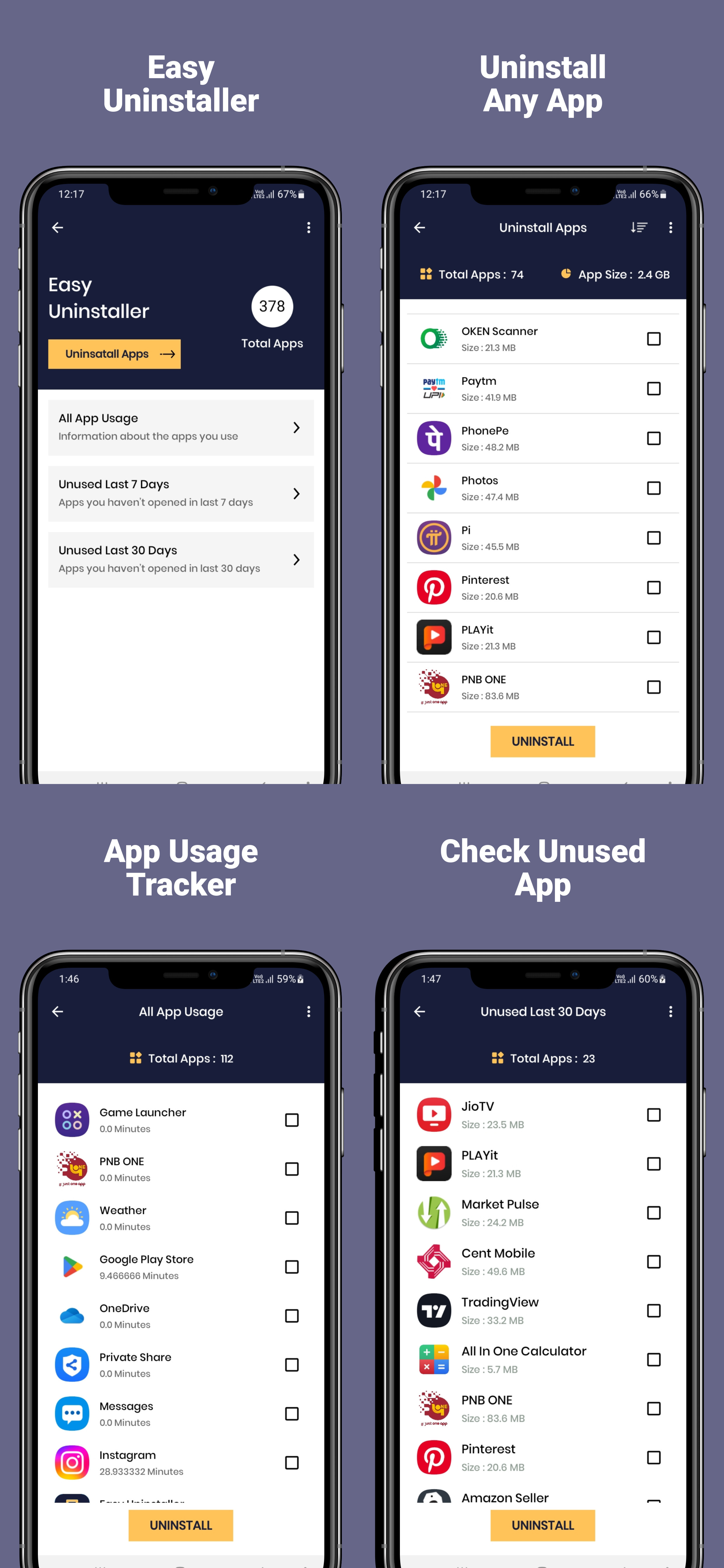 Easy Uninstaller - Uninstall Apps  - Uninstall Multiple Apps